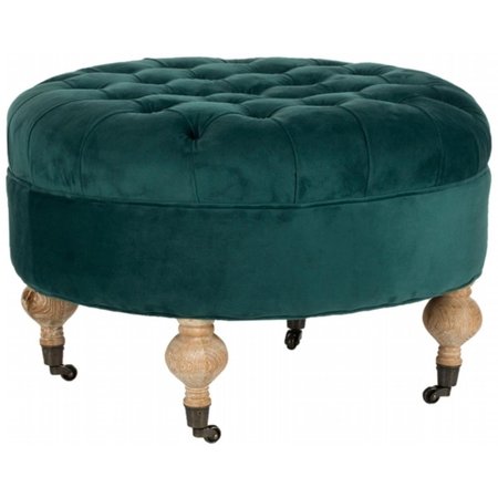 SAFAVIEH Clara Round Ottoman- Marine - 18.3 x 27.2 x 27.2 in. MCR4601C